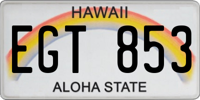 HI license plate EGT853