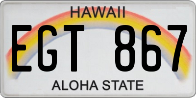 HI license plate EGT867