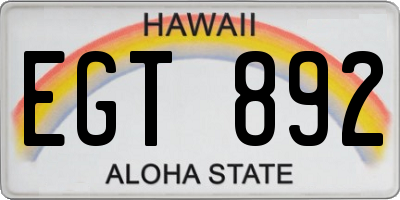 HI license plate EGT892