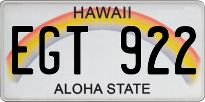 HI license plate EGT922