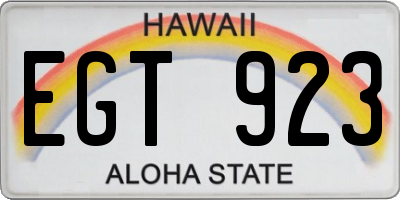 HI license plate EGT923