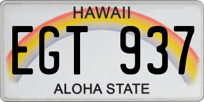 HI license plate EGT937