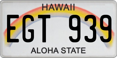 HI license plate EGT939