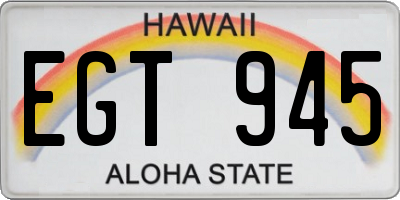 HI license plate EGT945