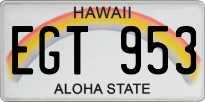 HI license plate EGT953