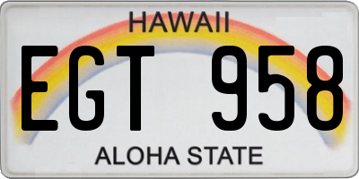 HI license plate EGT958