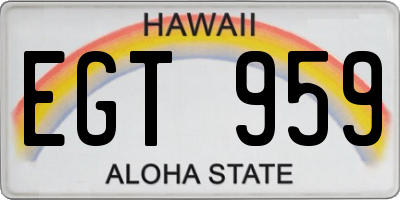 HI license plate EGT959