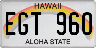 HI license plate EGT960
