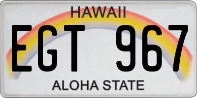 HI license plate EGT967