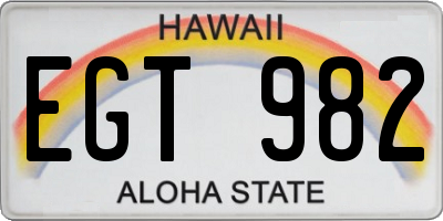HI license plate EGT982