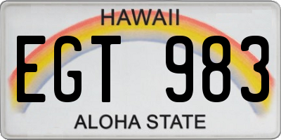 HI license plate EGT983