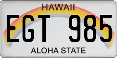 HI license plate EGT985