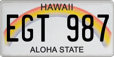 HI license plate EGT987