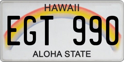 HI license plate EGT990