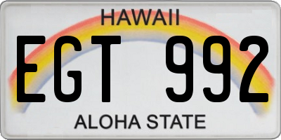 HI license plate EGT992