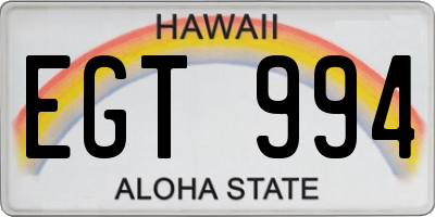 HI license plate EGT994