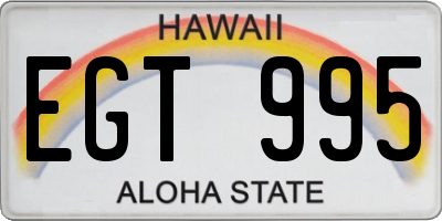 HI license plate EGT995
