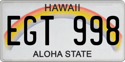 HI license plate EGT998