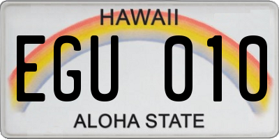 HI license plate EGU010