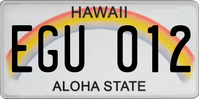 HI license plate EGU012