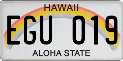 HI license plate EGU019