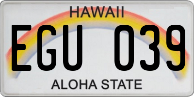 HI license plate EGU039
