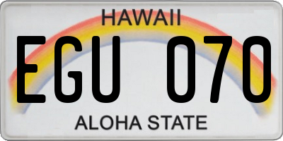HI license plate EGU070