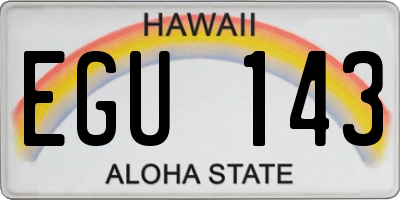 HI license plate EGU143