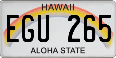 HI license plate EGU265