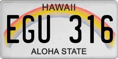 HI license plate EGU316