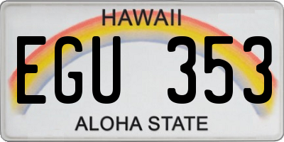 HI license plate EGU353