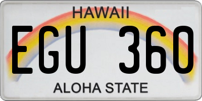 HI license plate EGU360