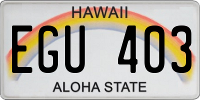 HI license plate EGU403