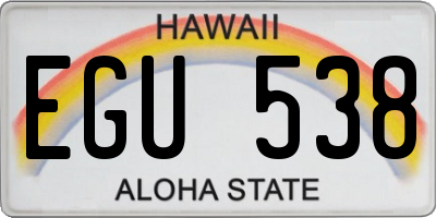 HI license plate EGU538