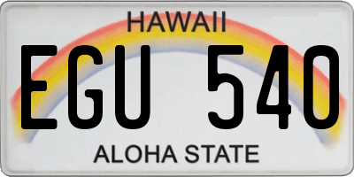 HI license plate EGU540