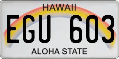 HI license plate EGU603