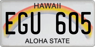HI license plate EGU605