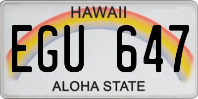 HI license plate EGU647