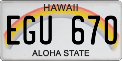 HI license plate EGU670