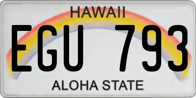 HI license plate EGU793