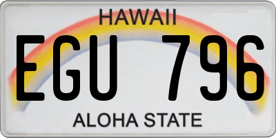 HI license plate EGU796