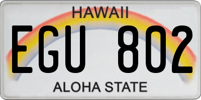 HI license plate EGU802