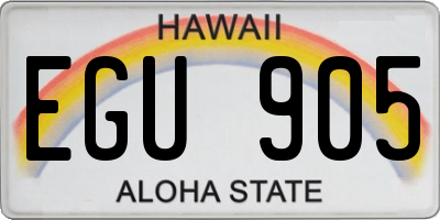 HI license plate EGU905