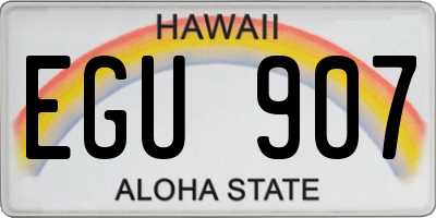 HI license plate EGU907