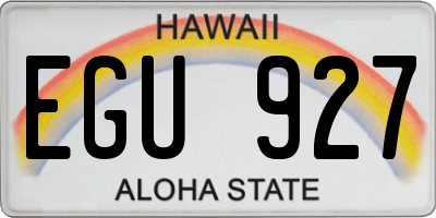 HI license plate EGU927