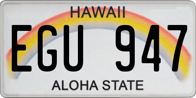 HI license plate EGU947