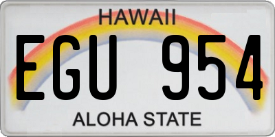 HI license plate EGU954