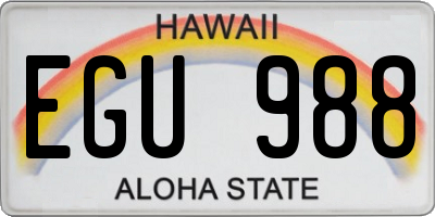 HI license plate EGU988
