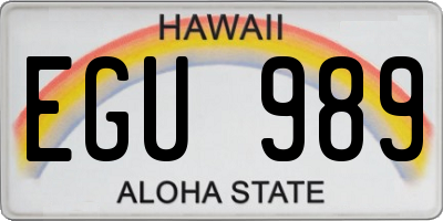 HI license plate EGU989