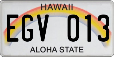HI license plate EGV013